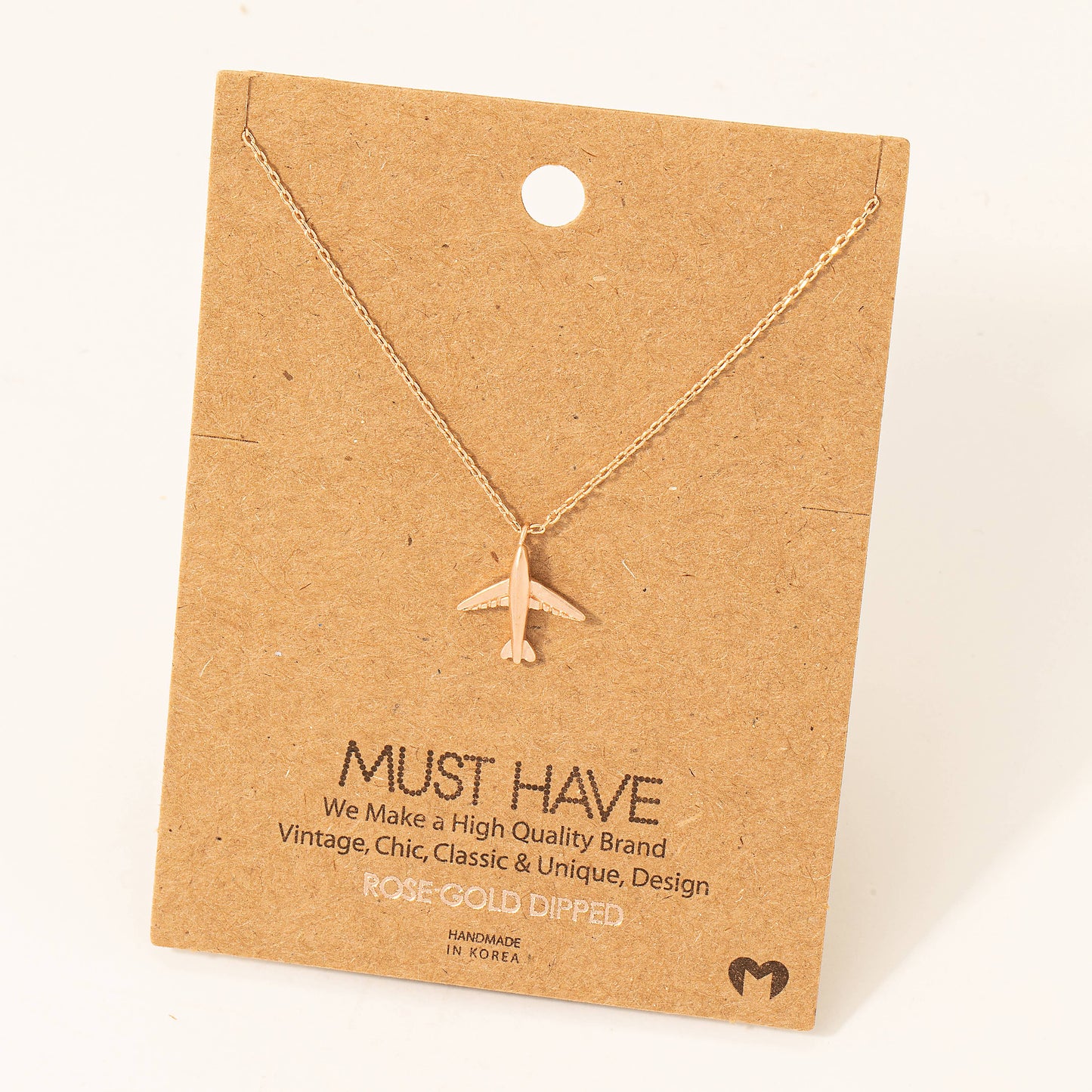 Gold Dipped Airplane Pendant Necklace