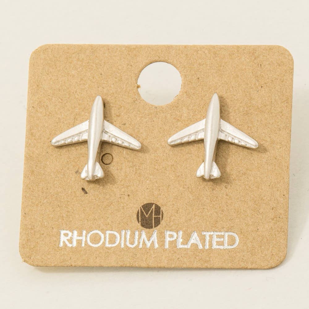 Gold Dipped Airplane Stud Earrings